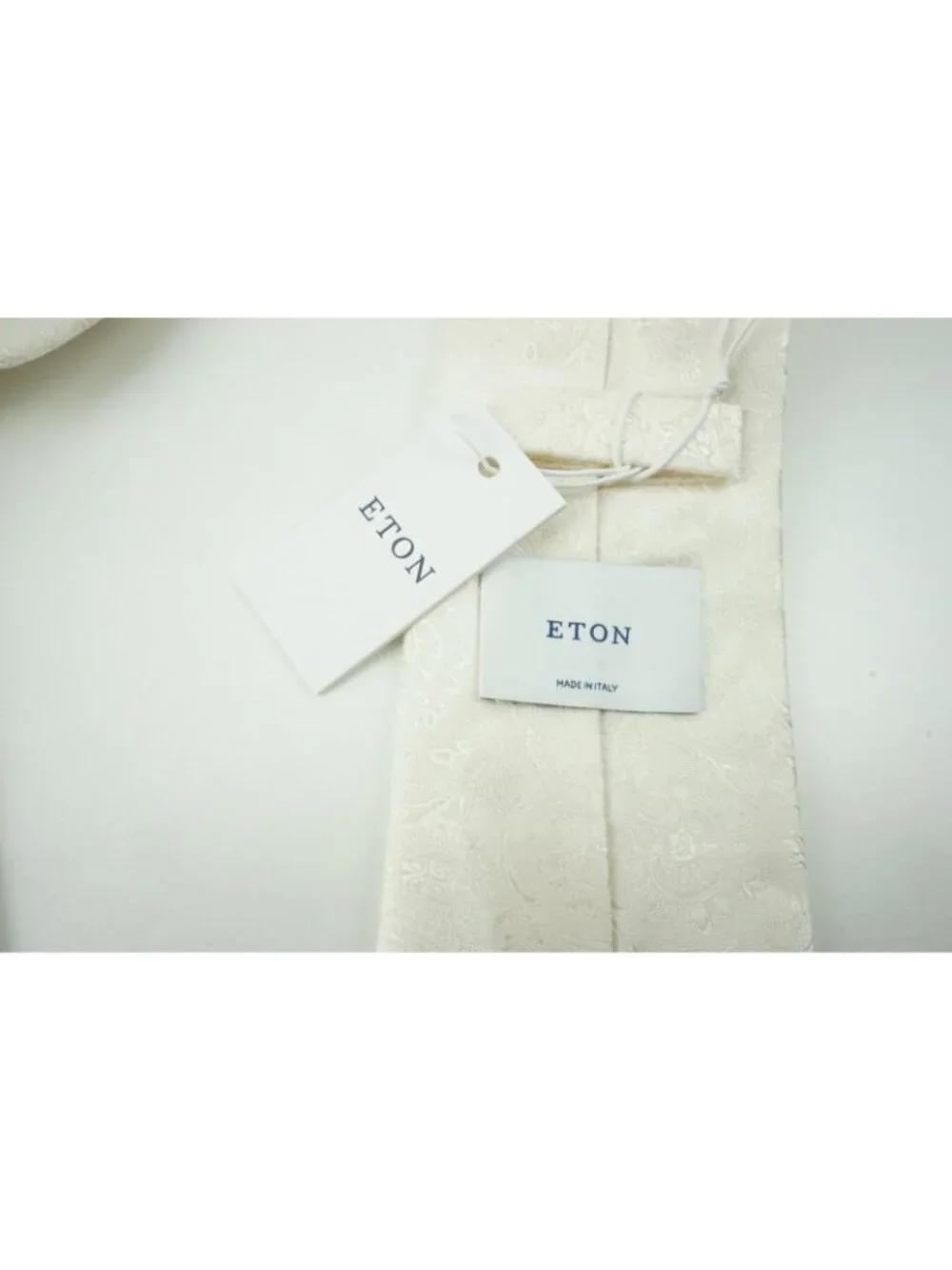 Eton Eggshell White Jumbo Paisley 100% Silk Tie Brand New With Tags